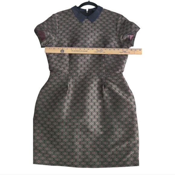 Club Monaco Talis Brocade Patterned Mini Dress with Blue Collar Sz 12 - Picture 6 of 12